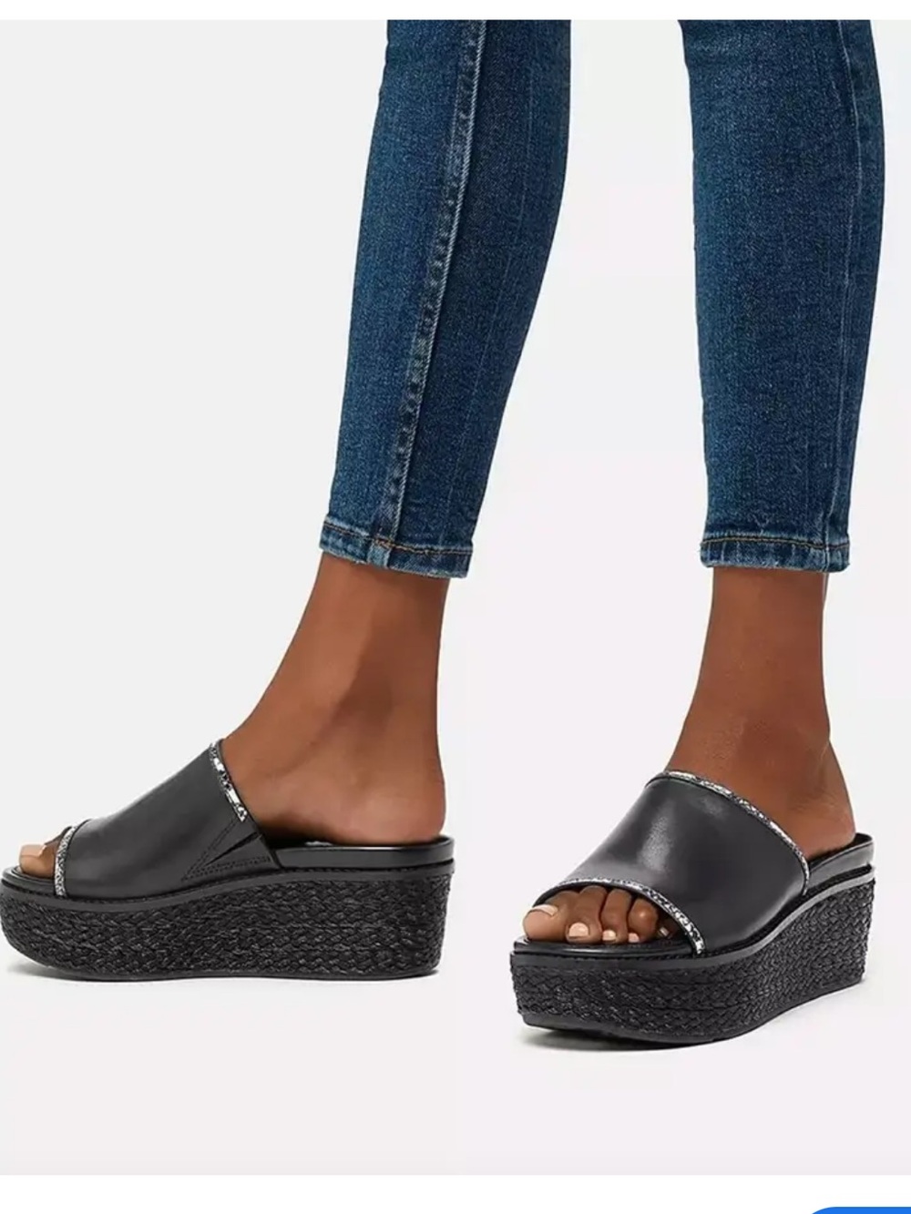 FitFlop Eloise Espadrille Wedge Slide Platform Sandals Black size 9 - Picture 16 of 16